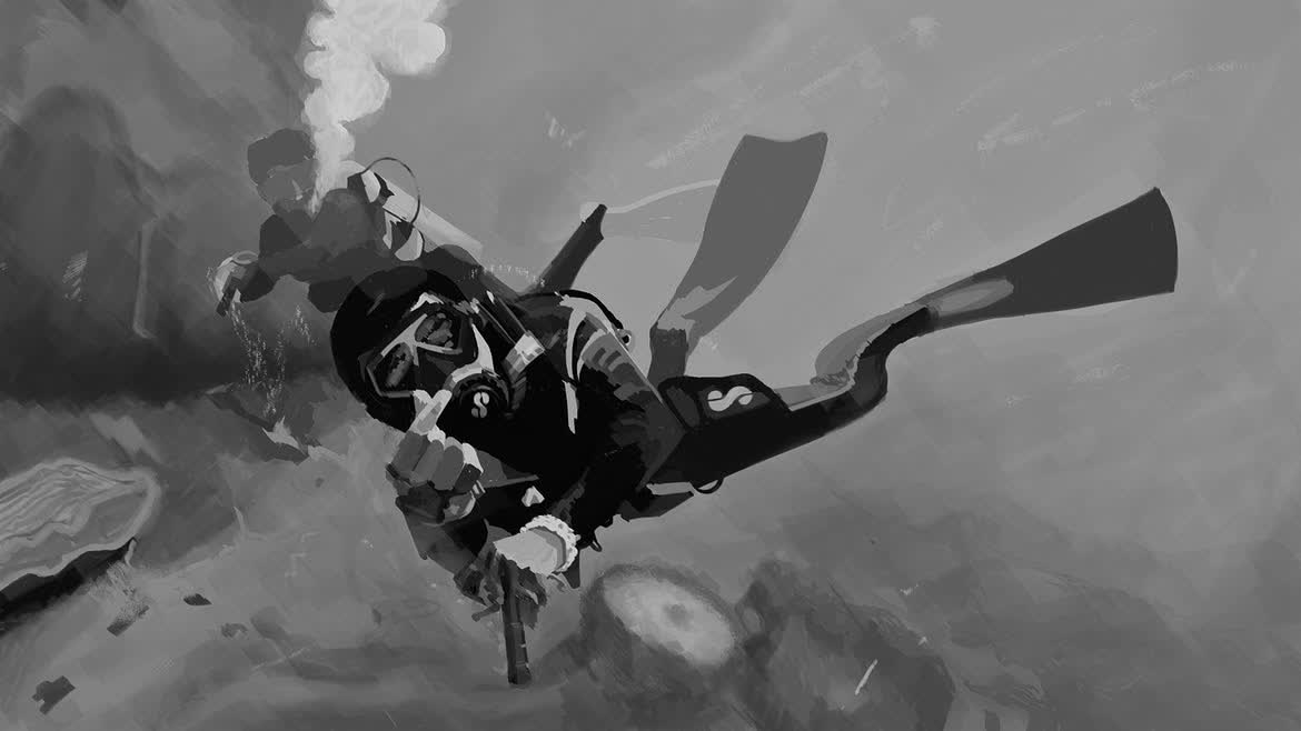 Deep Blue — greyscale value study
